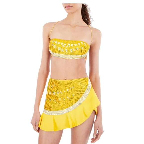 NWT AREA Crystal Watermelon Ruffled Mini Skirt in size 4 - Picture 3 of 6